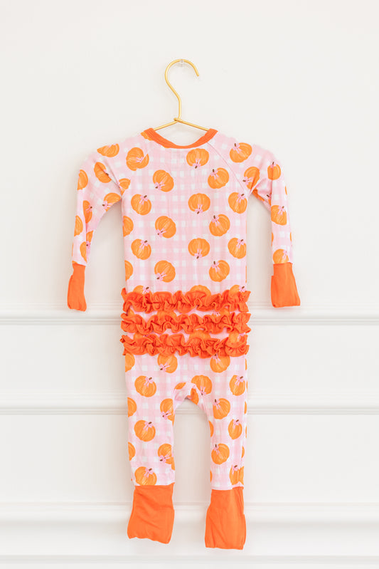 Pink Plaid Pumpkin Ruffle Zippy