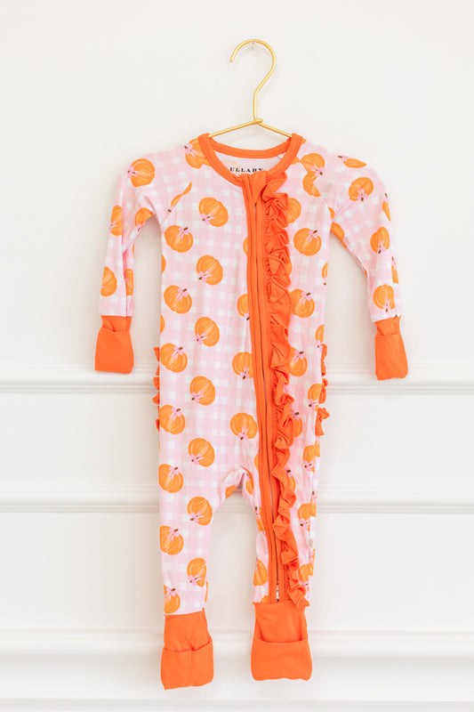 Pink Plaid Pumpkin Ruffle Zippy