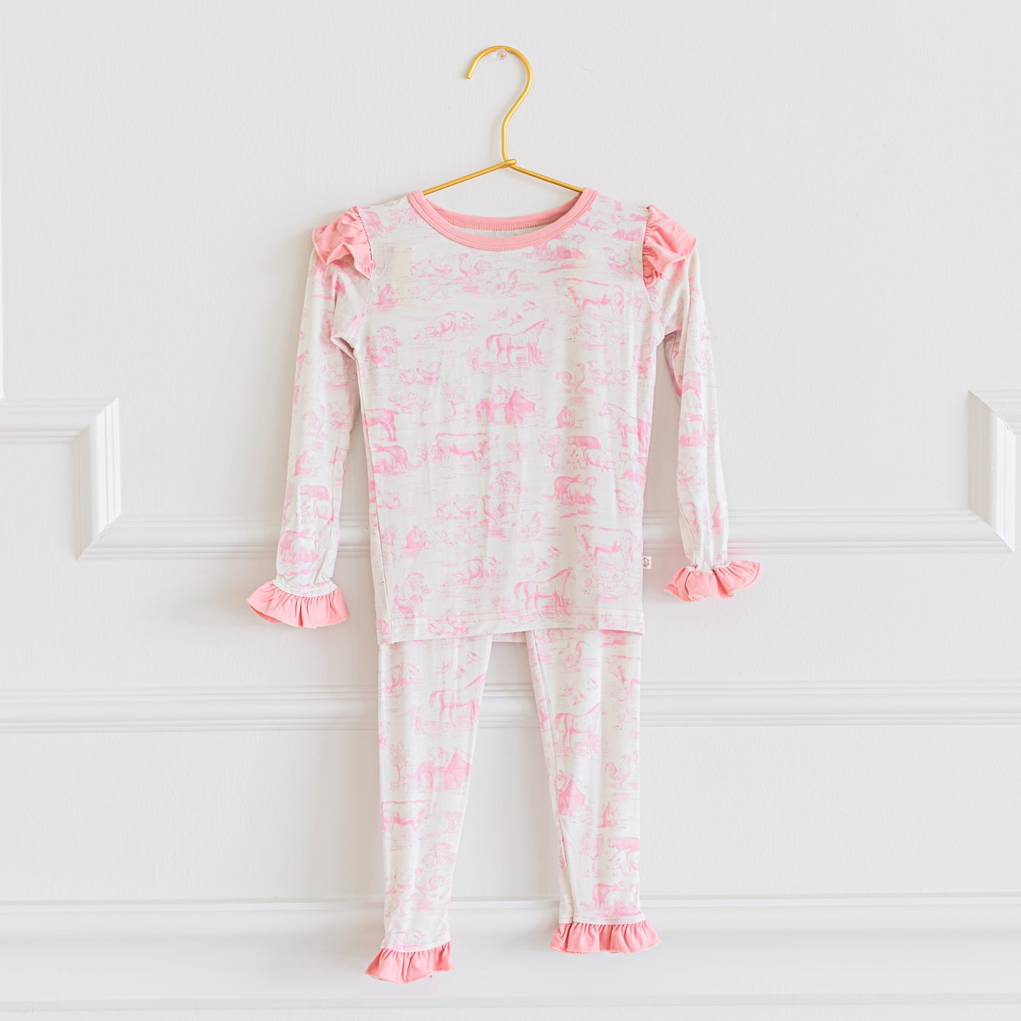 Blush Barnyard Toile Two-Piece Set