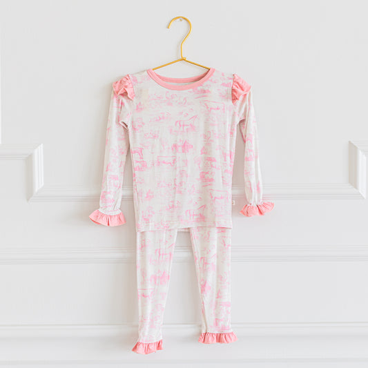 Blush Barnyard Toile Two-Piece Set