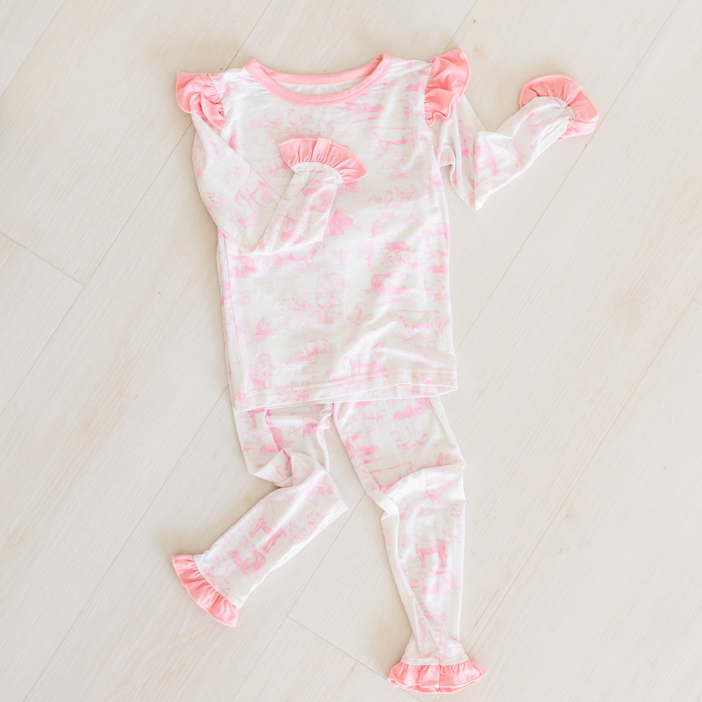 Blush Barnyard Toile Two-Piece Set