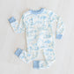 Dusty Blue Barnyard Toile Two-Piece Set