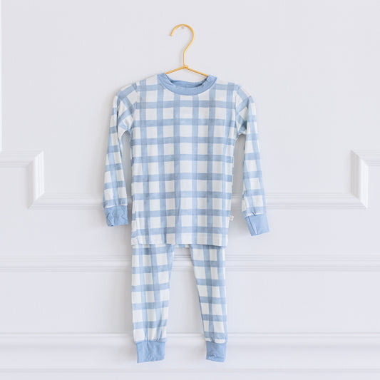 Dusty Blue Gingham Two-Piece Set