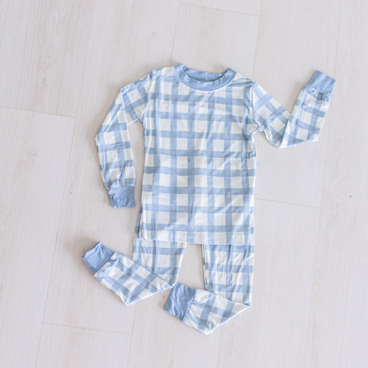 Dusty Blue Gingham Two-Piece Set