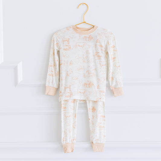 Tan Barnyard Toile Two-Piece Set